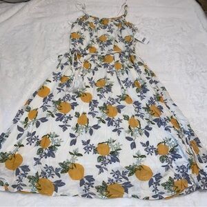 Lined Fruit Midi Dress